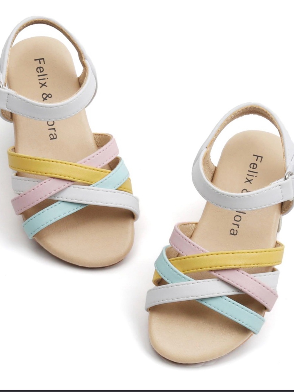 Felix & Flora Kids White Pastel Multi-Cross Sandals
